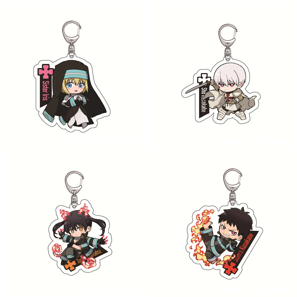 Anime Fire Force 6cm Acrylic Keychain Shinra Kusakabe Tamaki Kotatsu Arthur Boyle Cute Backpack Acce