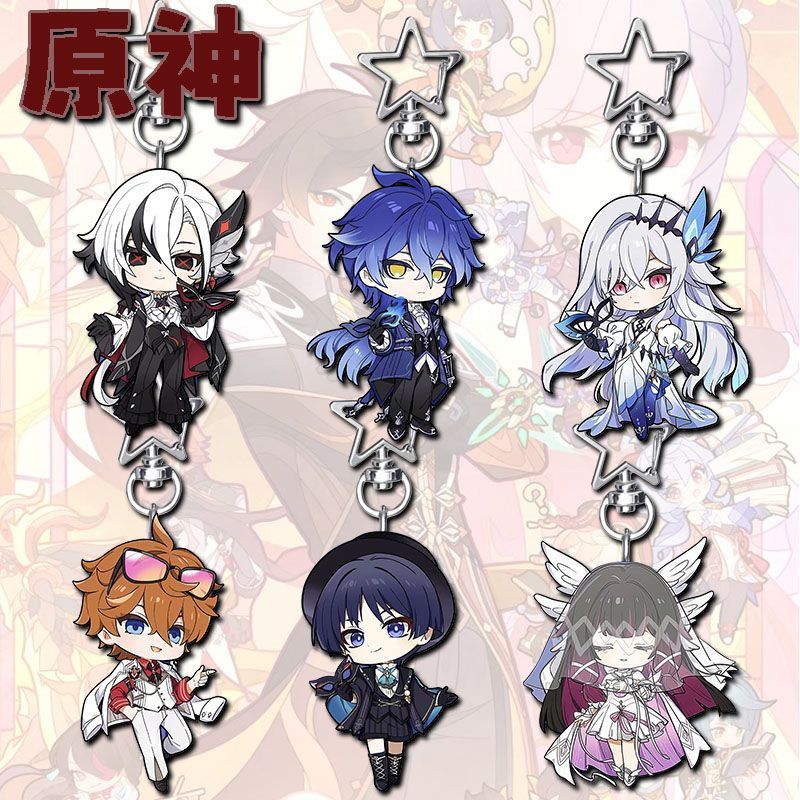 Genshin Impact Fes Flins Columblna Lovely fan works Phone Chain Metal Acrylic Cellphone Chain For Ph