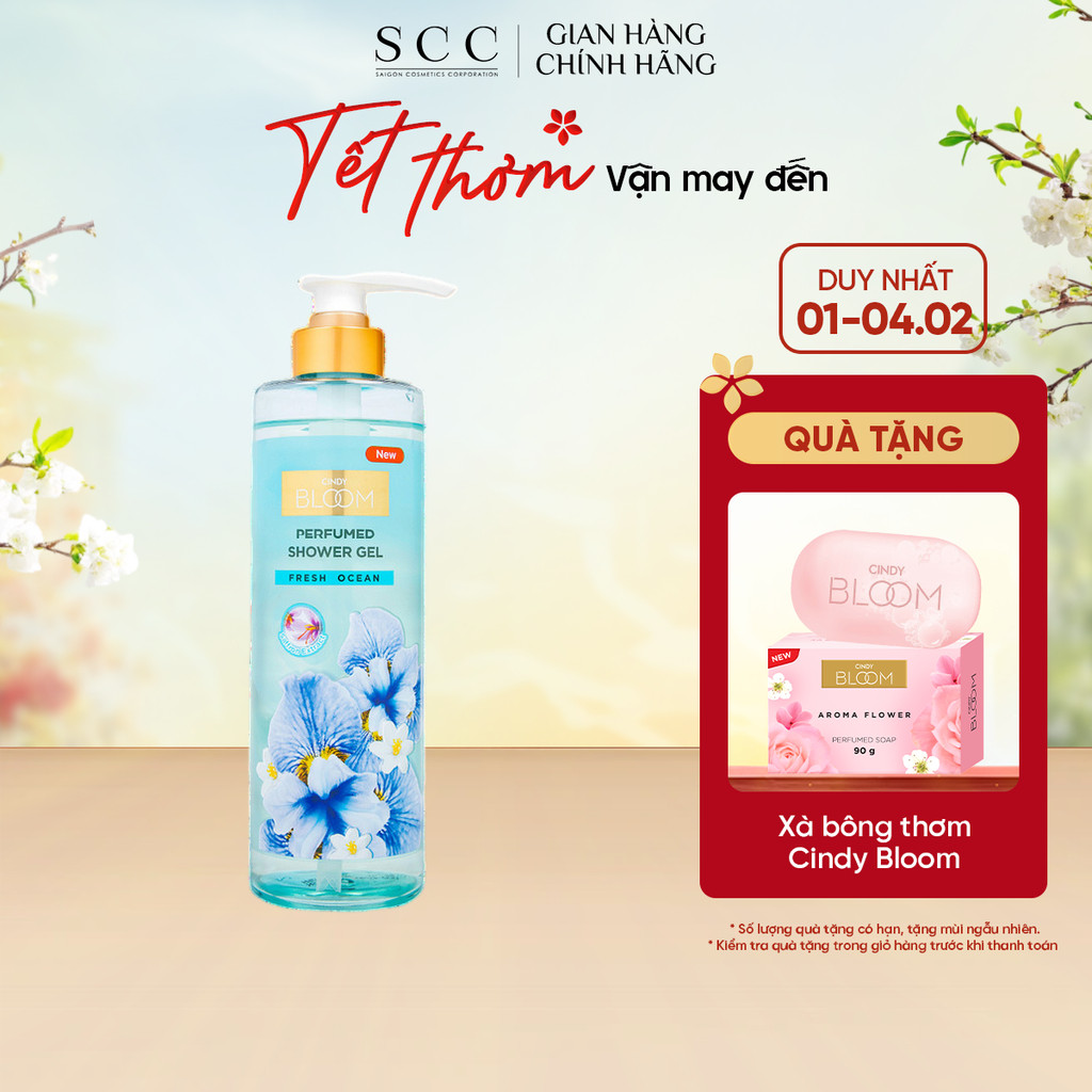 Sữa Tắm Nước Hoa CINDY BLOOM Fresh Ocean Hương Năng Động Trẻ Trung 640g