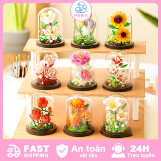 Các Khối Xây Dựng Lắp Ráp Hoa Giáo Dục Xinh Xắn Với  ，Đồ Chơi Để Bàn Phụ Kiện Quà Tặng Người Yêu，Có giá đỡ đèn
