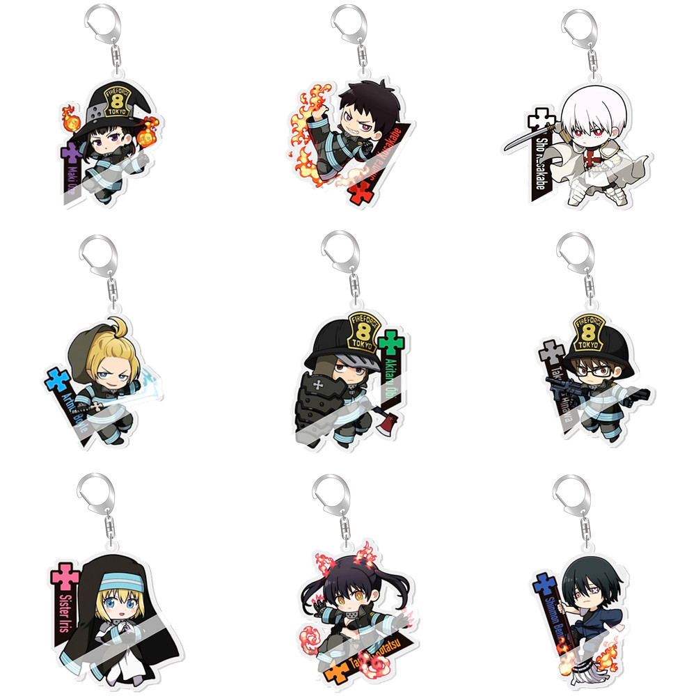 Fire Force Shinra Kusakabe Double-sided Keychains Arthur Boyle Pendants Kotatsu Tamaki