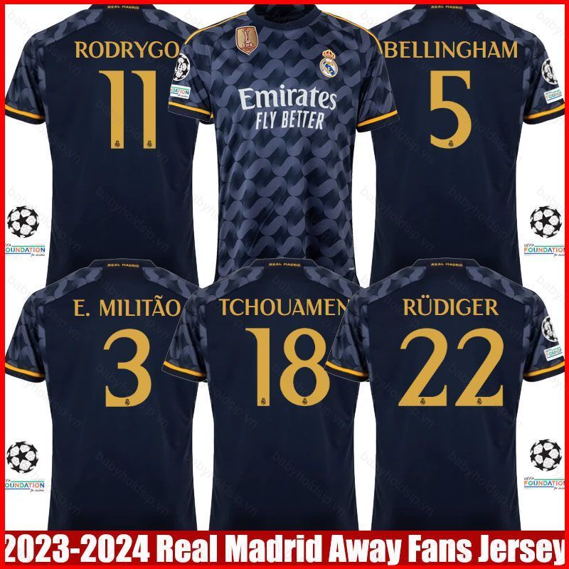 Jersey Sân Khách Real Madrid Đồng Phục Tinh Thần Đội Tuyển Plus Size