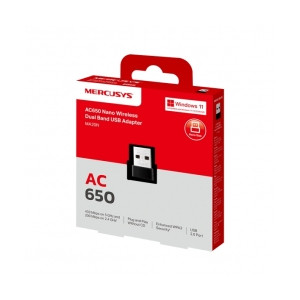 USB thu Wifi MERCUSYS MA20N Nano AC650 Chính hãng (Ko anten, 2 băng tần ,WPA3, Windows)