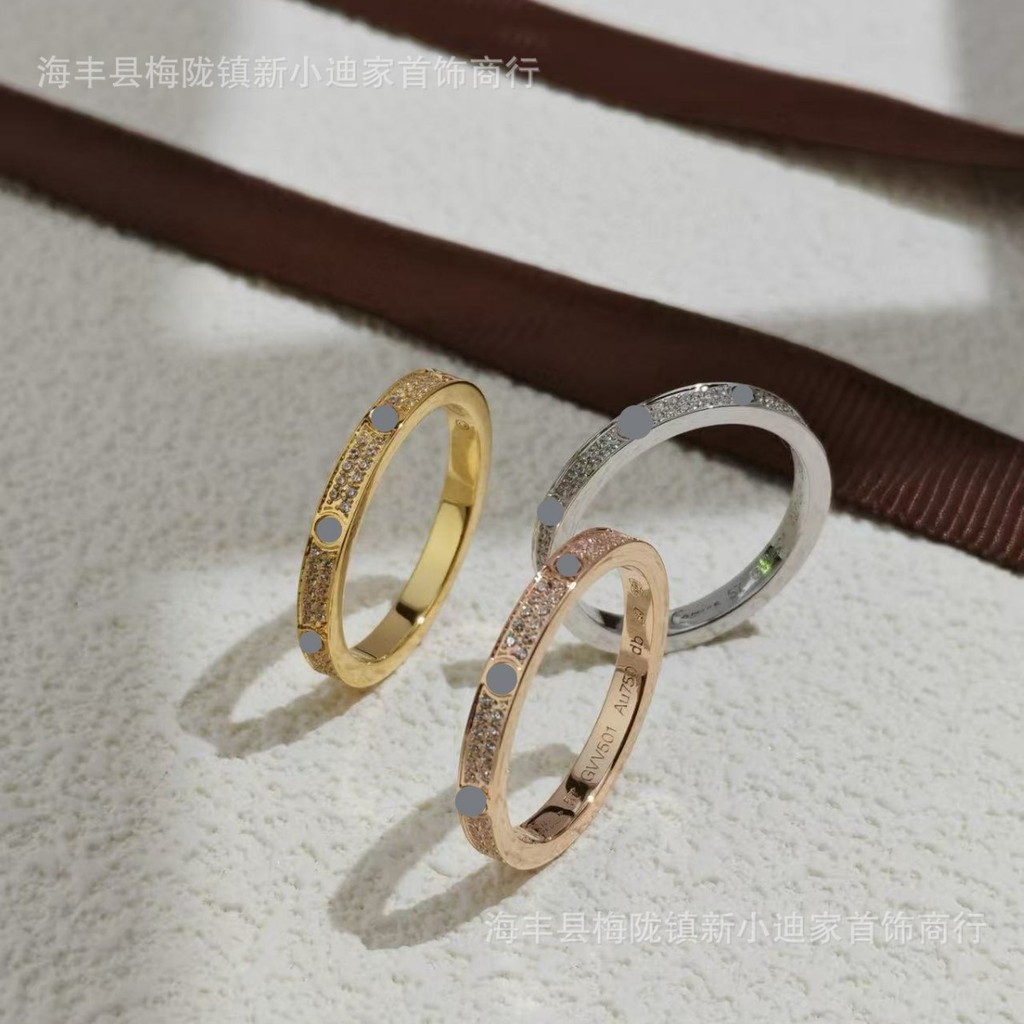 V Gold Narrow Wide Gypsophila Ring for Women18K Rose Gold Premium CNC Couple Rings for Men and Women