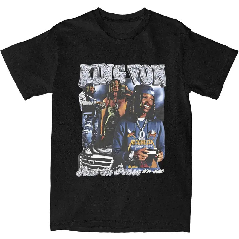 Áo thun K-King Von Dành Cho Nam Ngộ nghĩnh Rapper Cotton Cổ Tròn Thời Trang Quá Khổ Phong Cách