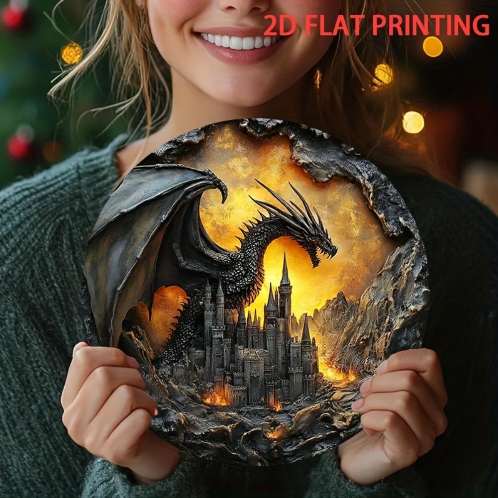 HELLOYOUNG Gothic Lâu đài Kim loại Nghệ thuật treo tường Dark Fantasy Black Gold Decor