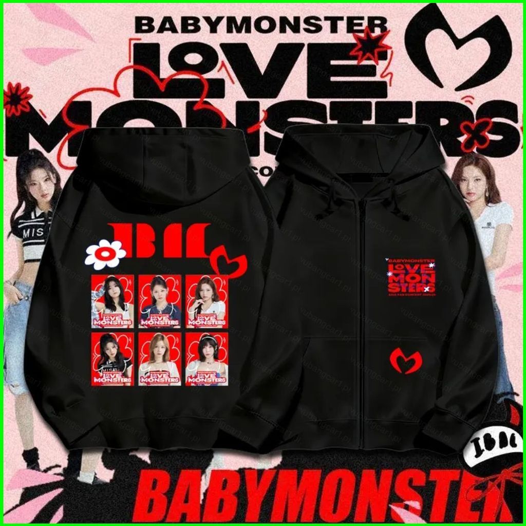 Áo khoác hoodie unisex BabyMonster Love Monsters của Rami Ahyeon có dây kéo