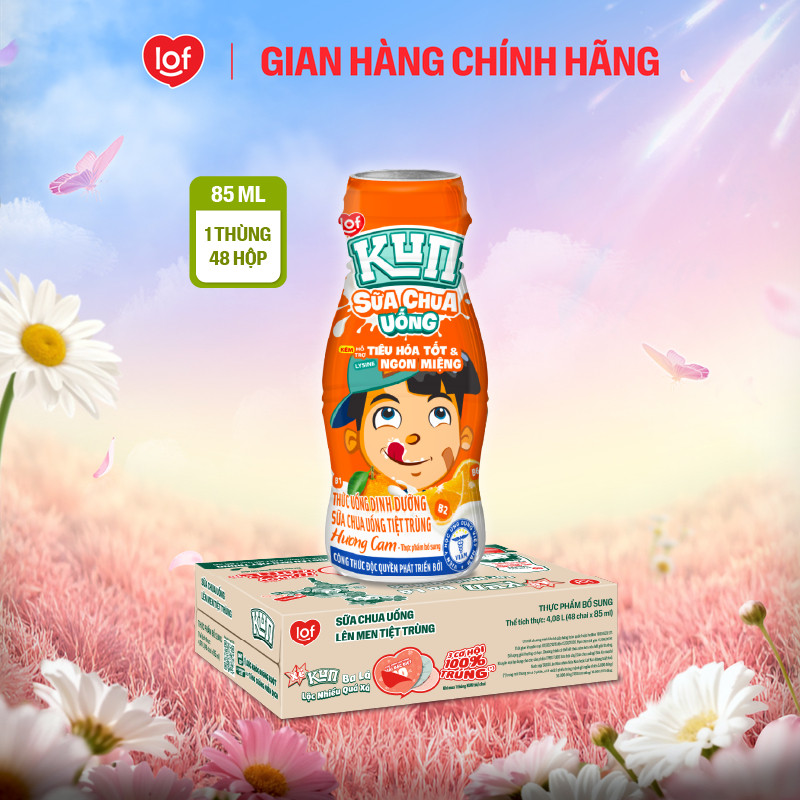 Sữa chua uống KUN vị cam thùng 48 chai x 85ml