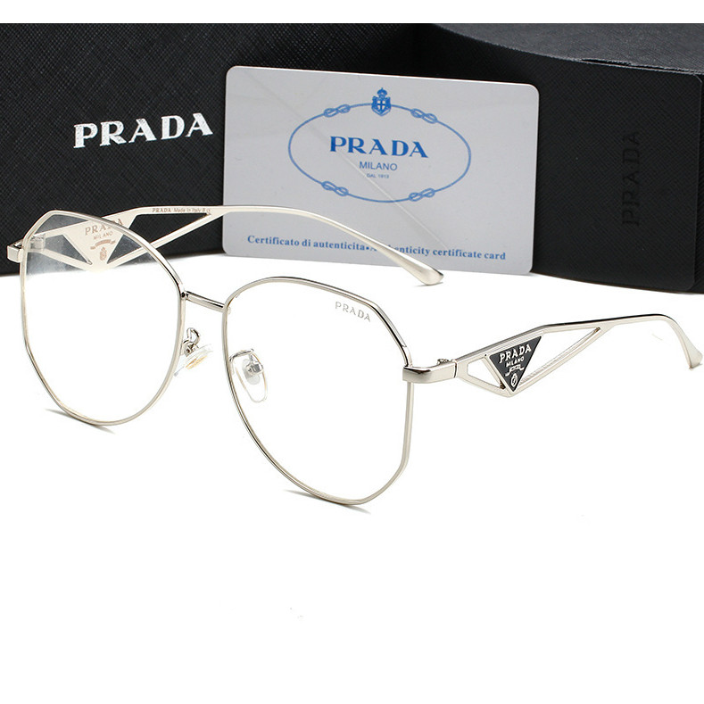 Prada Kim Loại Kính Phẳng Bạc Vàng Nam Nữ Cùng Kính dt1