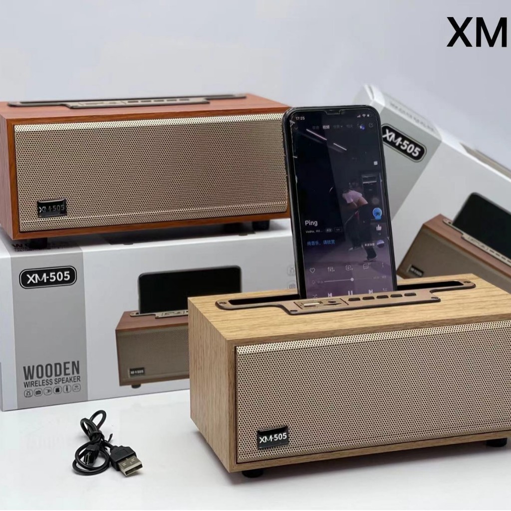 Loa Bluetooth Không Dây XM-505 Để Bàn Bằng Gỗ Vintage Radio Mini Di Động Loa Nhỏ Thẻ