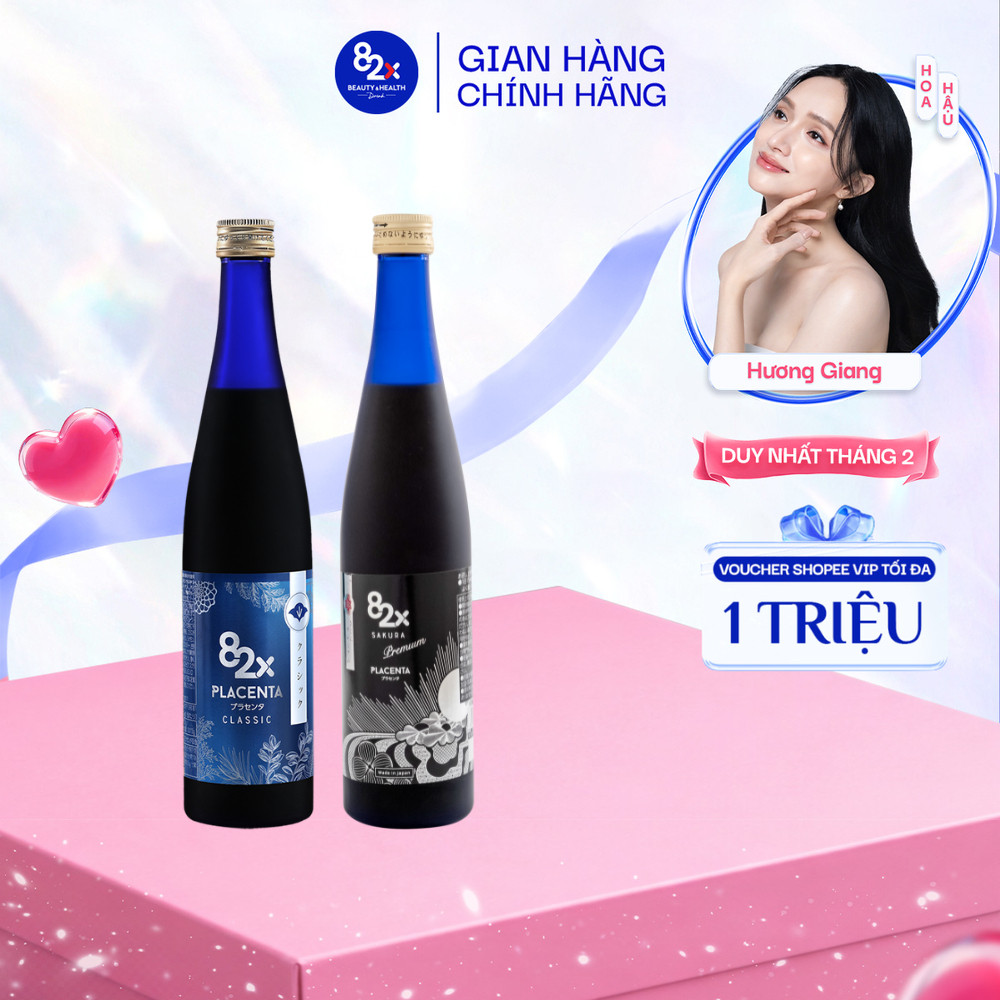 [Combo 2 Chai] Nước Uống Collagen 82X Bao Gồm PLACENTA CLASSIC + PLACENTA SAKURA (500ml/ Chai)