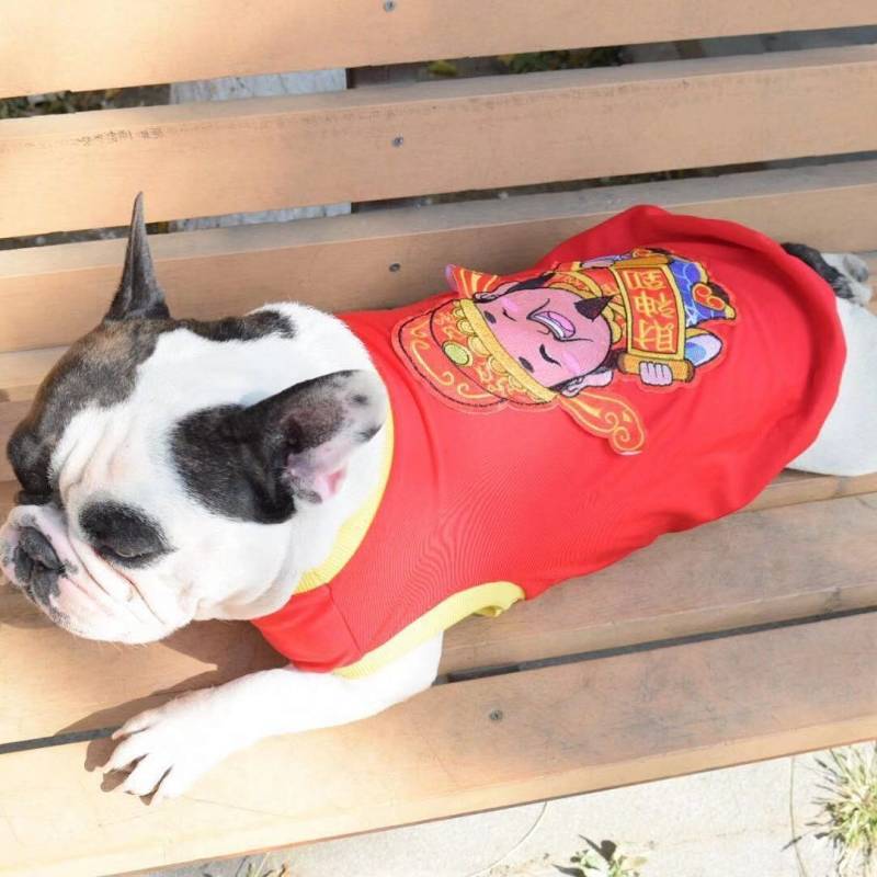 Tết Nguyên Đán Năm Mới Quần Áo Chó Vest Jingba Bullfighting Pug Shar Pei Yingniu Pháp Bullfighting C