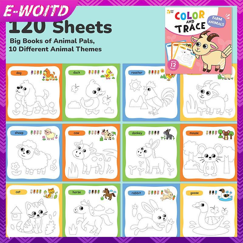 Sách tô màu cho trẻ em E-WOITD cho 3-6 tuổi, Thích hợp cho bé trai / bé gái Sách tô màu giáo dục mầm