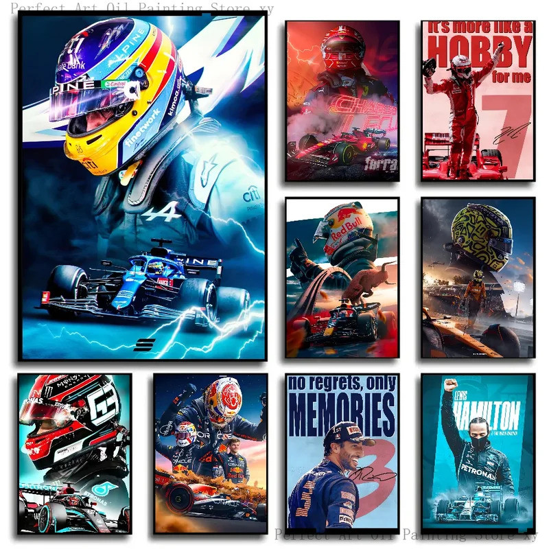 1PC F1 Racer Poster Poster Giấy In Nhà Phòng Khách Phòng Ngủ Lối Vào Thanh Cafe Nghệ Thuật Tranh Tra