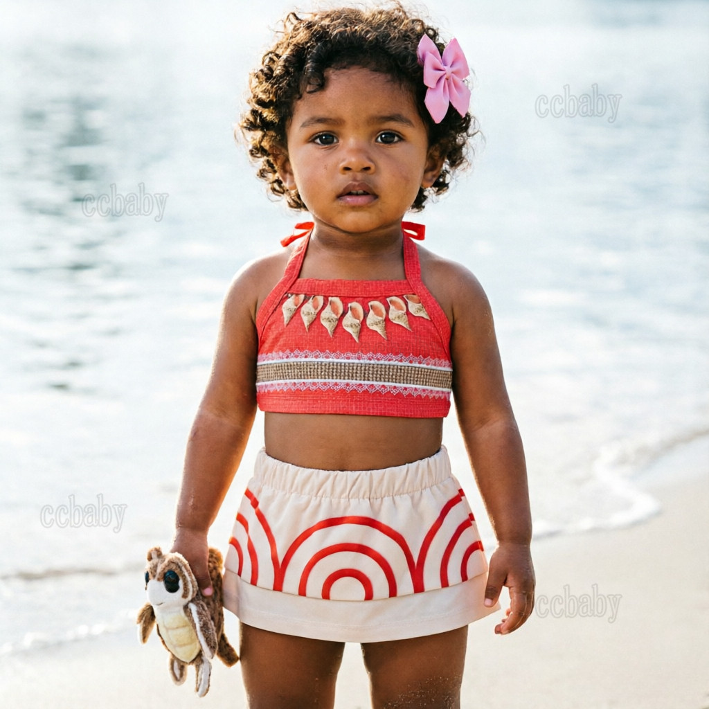 Bộ Đồ Bơi Moana Mùa Hè Cho Bé Gái Terno 1 2 3 4 5 Tuổi Moana Áo + Váy Quần Short Bãi Biển Hawaii Tra