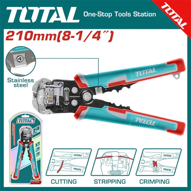 Kìm tuốt dây điện tự động TOTAL THT15246 3 chức năng tuốt, cắt, bấm cos dây điện phát hiện điện áp không tiếp xúc