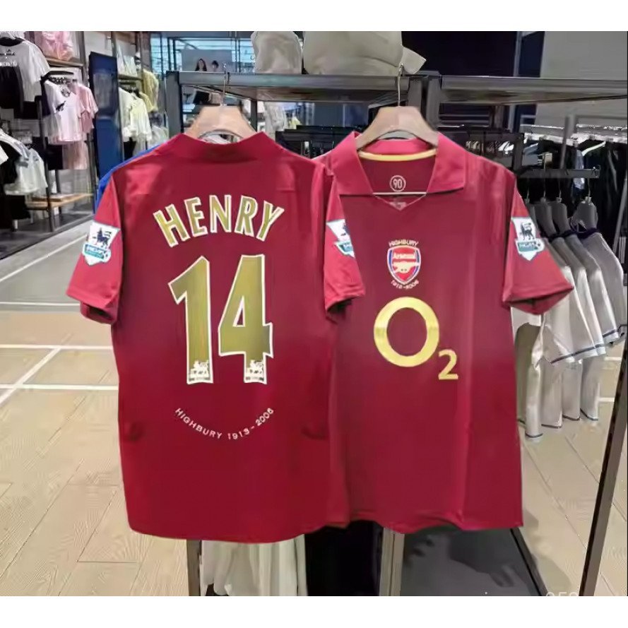 Áo retro bóng đá sân nhà Emirates 2005 / 06 cho Henry và Bergkamp, chất lượng cao, có thể tùy chỉnh