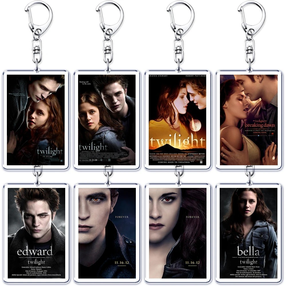 Móc khóa Phim Chạng vạng Twilight Bella Swan Edward Cullen Ma Cà Rồng phụ kiện trang trí balo túi xá