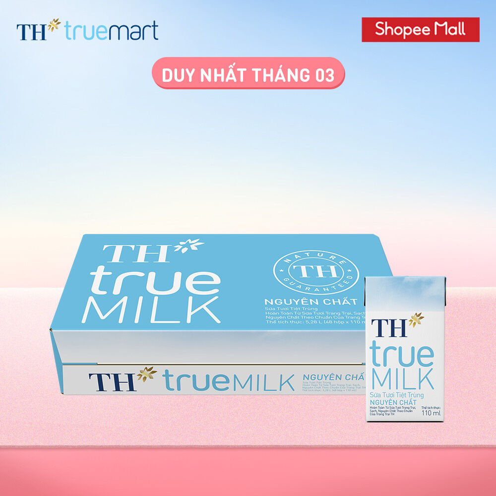 [LIVE STREAM] Thùng 48 hộp sữa tươi tiệt trùng  TH true MILK nguyên chất 110 ml (110 ml x 48)