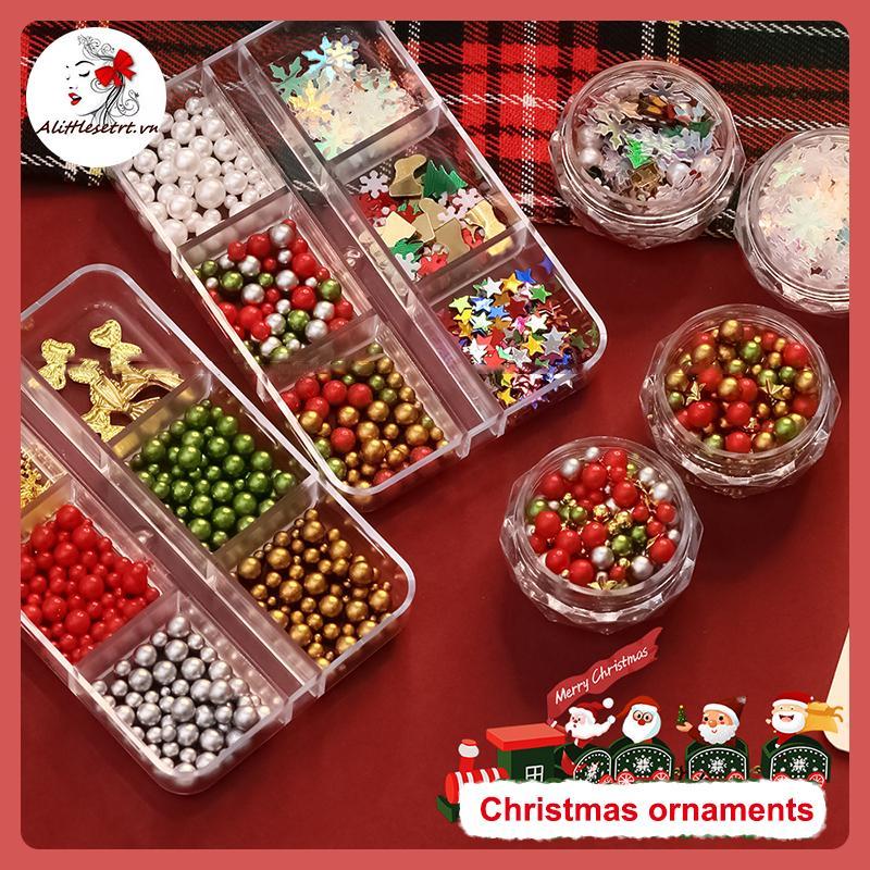 AA Giáng Sinh Đỏ / Xanh Ngọc Trai Móng Tay Kim Cương Giả Kích Thước Hỗn Hợp Ngọc Trai Hạt Nhiều Màu 