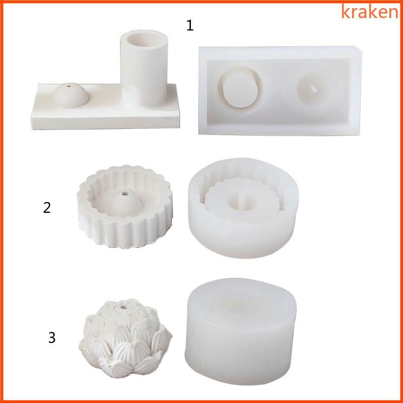 KRA Stick Hoder Khuôn Silicon Lotus Epoxy Đúc Khuôn Cho Chân Nến DIY