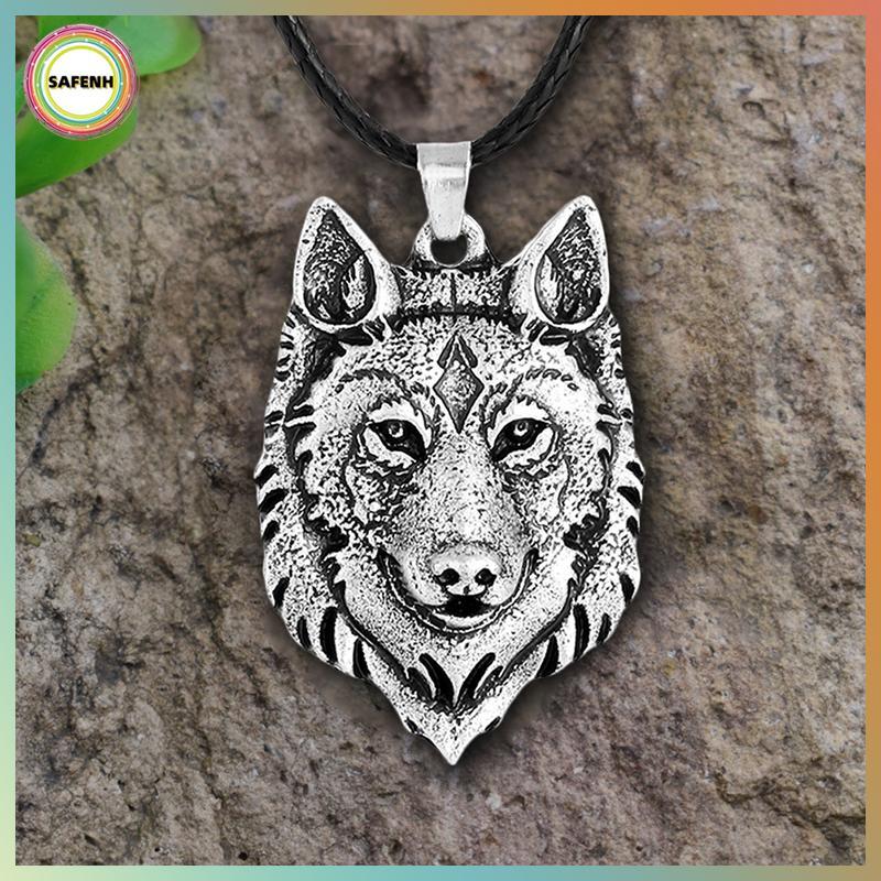 Mặt dây chuyền bạc hình đầu sói thiết kế Norse, bùa hộ mệnh dành cho nam