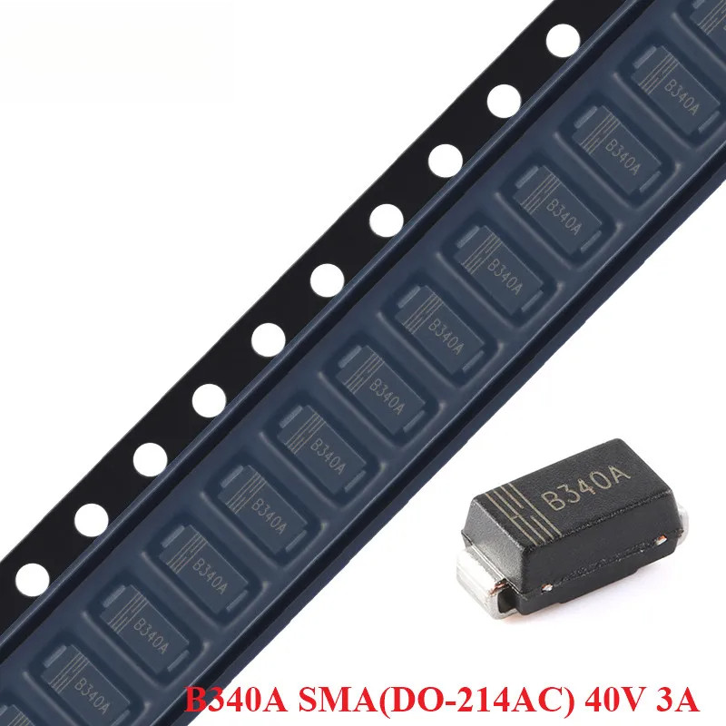 Bộ 50 B340A 3.0A B340 40V 3A SMA DO-214AC Schottky Diode Diodo Barrier Chỉnh Lưu