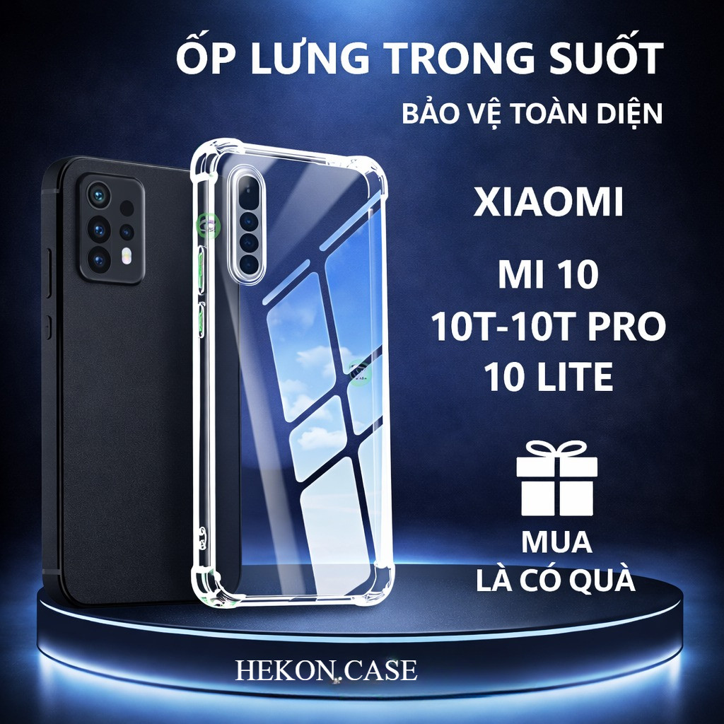Ốp lưng chống sốc Xiaomi Mi 10/ Mi 10T / Mi 10T Pro/ Mi 10 Lite trong suốt, silicon, bảo vệ camera-H