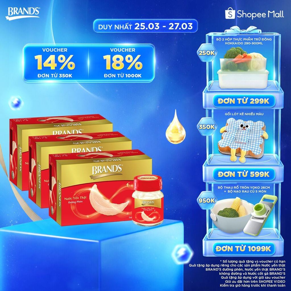 Combo 3 Nước yến thật BRAND'S Đường Phèn (42 ml x 6 lọ)