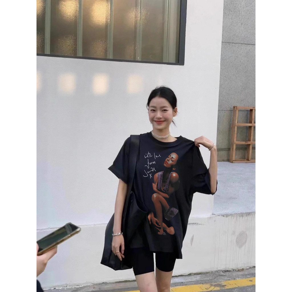 DASM 2pac Vintage portrait print pure cotton T Short-sleeve hip-hop rap shirt for men and women hiph