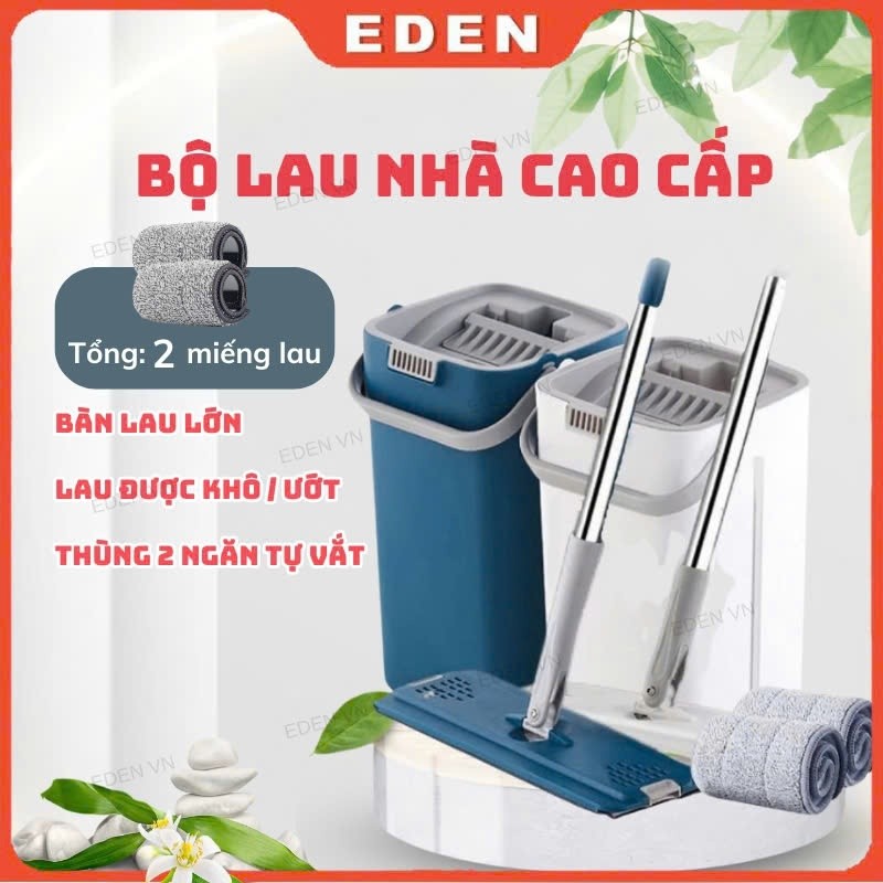 Cây Lau Nhà Tự Vắt Thông Minh EDEN VN Chổi Lau Nhà Tự Vắt Thông Minh Bộ Lau Nhà 360 Độ Cao Cấp Tặng 