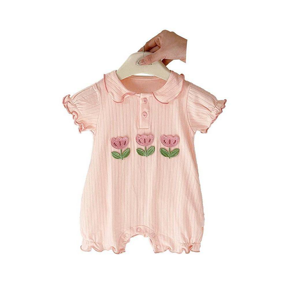Summer New Baby Clothes Little Flower Thin Bodysuit Baby Girl Thin p9R8