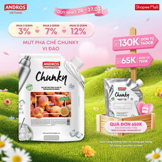Mứt Pha Chế Đào - Có miếng trái cây thật - Nguyên liệu pha chế -  ANDROS CHUNKY - 1kg