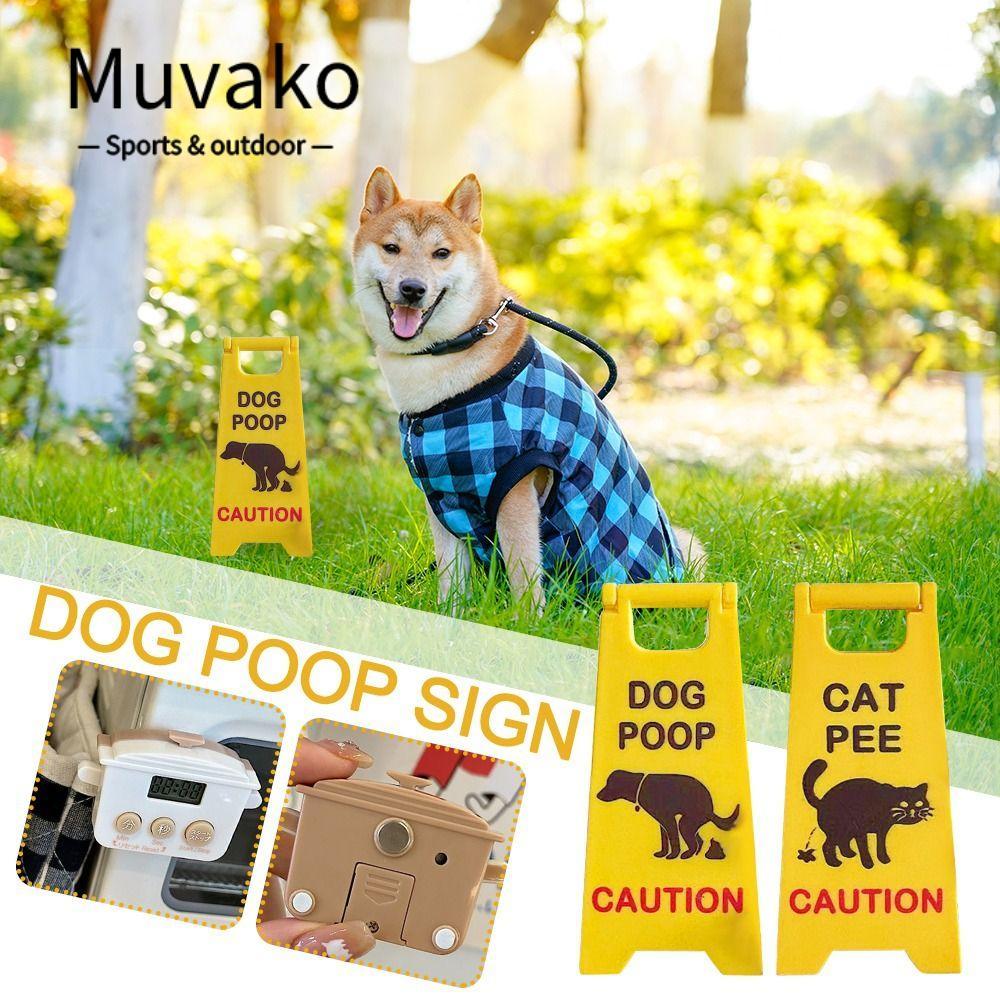MUVAKO Dog Poop Sign, Mini Bright Yellow Cat Pee Signs, ABS Cat Yard Signs Board Trang trí nội thất