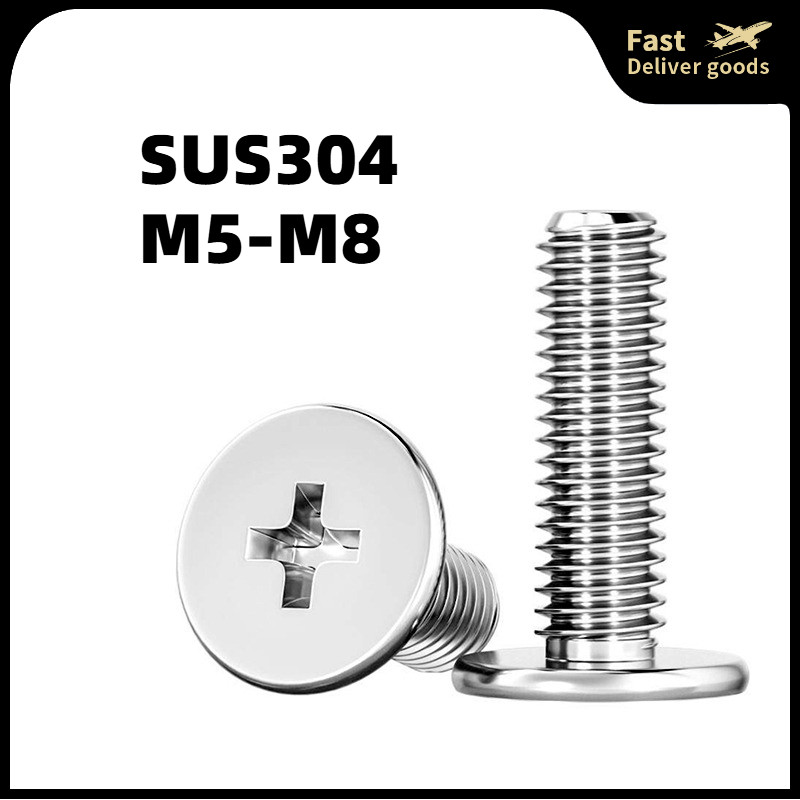 Bu Lông Vít Đầu Phẳng Siêu Mỏng Siêu Thấp Chữ thập 304 Bằng Thép Không Gỉ M5 / M6 / M8 / /Phillips U
