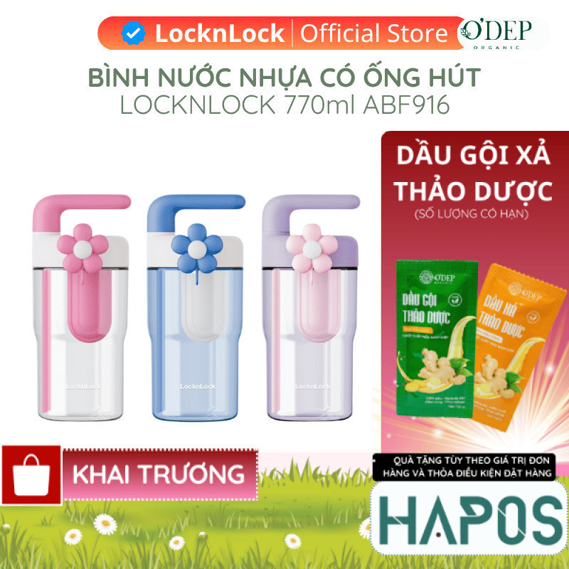 Bình nước nhựa LocknLock 770ml có ống hút và tay cầm Handy Infuser Bottle ABF916, Hàng chính hãng - 