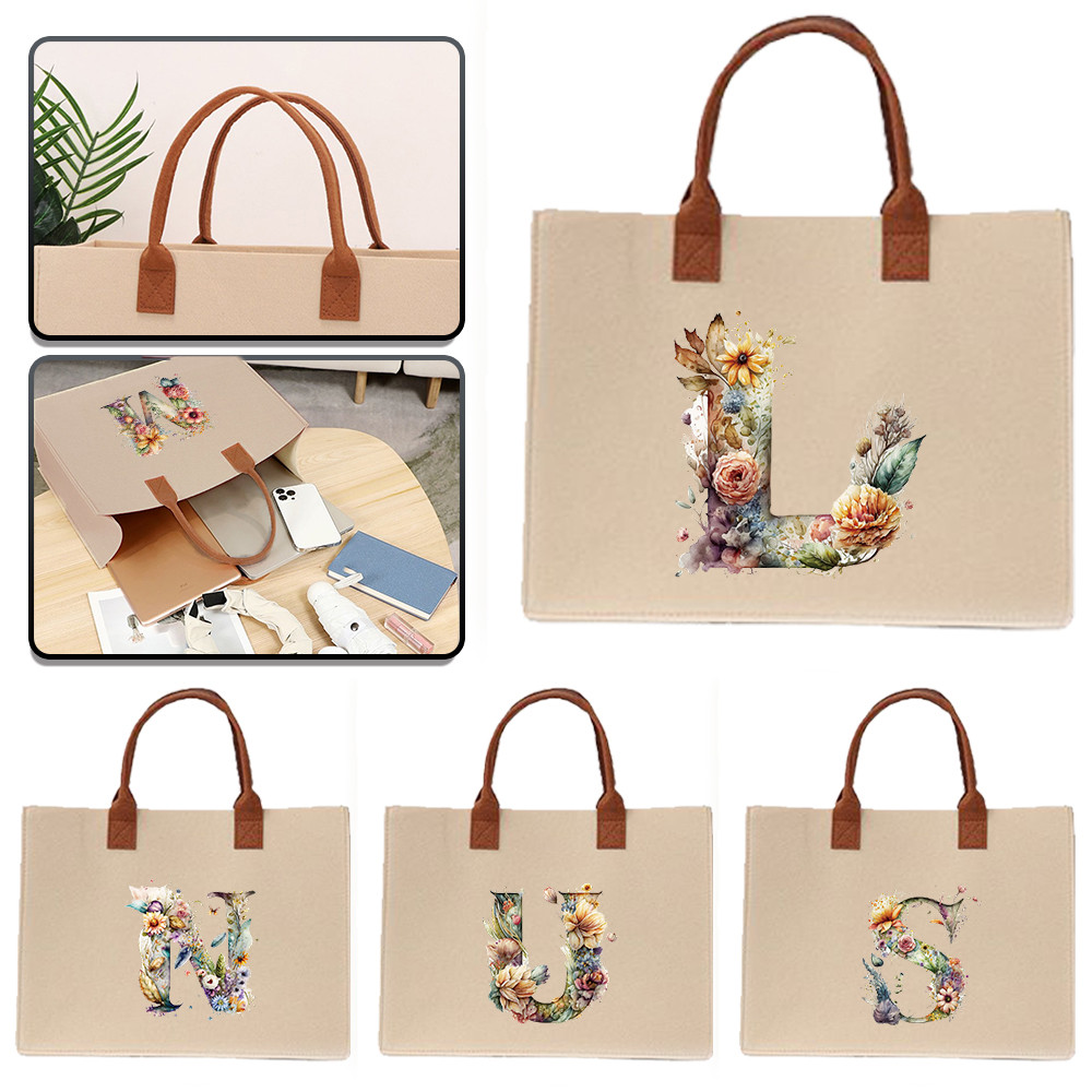 Large felt tote bag Exquisite print Large capacity In stock Felt tote bag Thickened Commuter shoppin