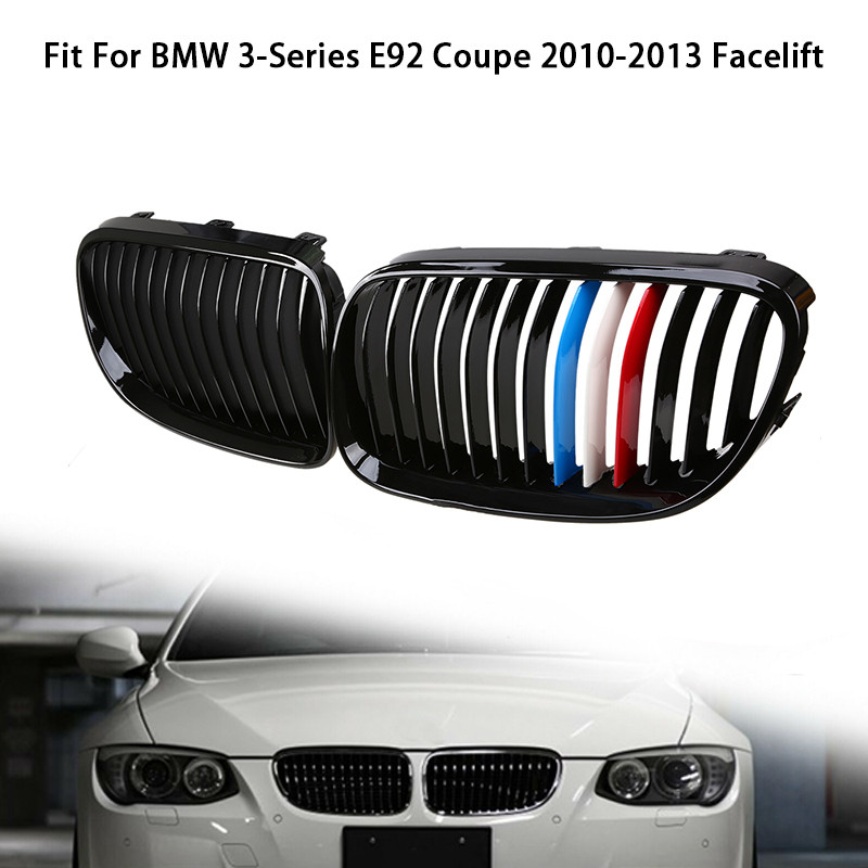 POSSBAY Xe mui xe phía trước Lưới tản nhiệt thận Tấm tản nhiệt kép cho BMW 3-Series E92 E93 Coupe Ca