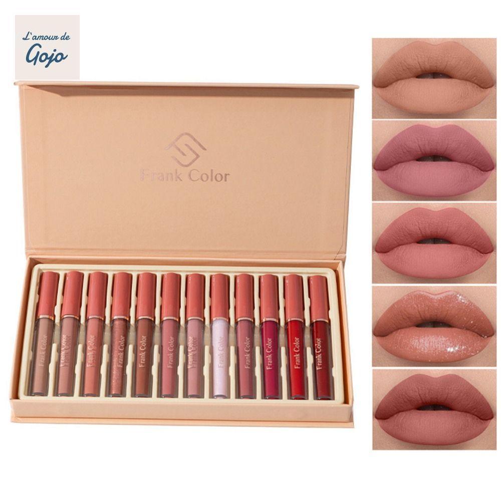 GOJO 12 CÁI Matte Velvety Lip Glaze, Soft Mist Easy To Color Matte Lipstick Suit, Lip Stain Lâu trôi