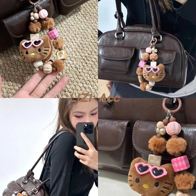 Autumn and Winter Plush Glasses Kitty Cat Phone Case Pendant Bag Ornaments DIY lIHi