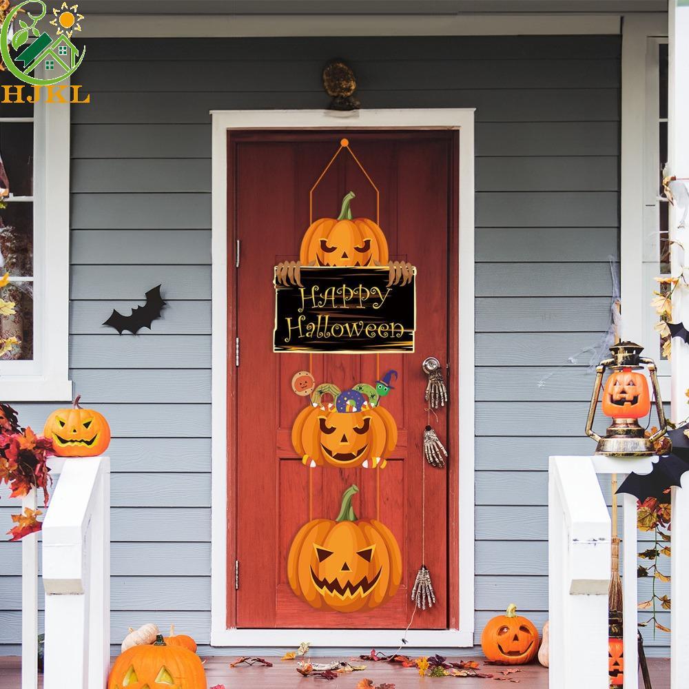 HJKL Halloween Cửa Treo Dấu Hiệu, Giấy DIY Halloween Móc Treo Cửa, Halloween Ủng Hộ Bí Ngô / Mũ Phù 