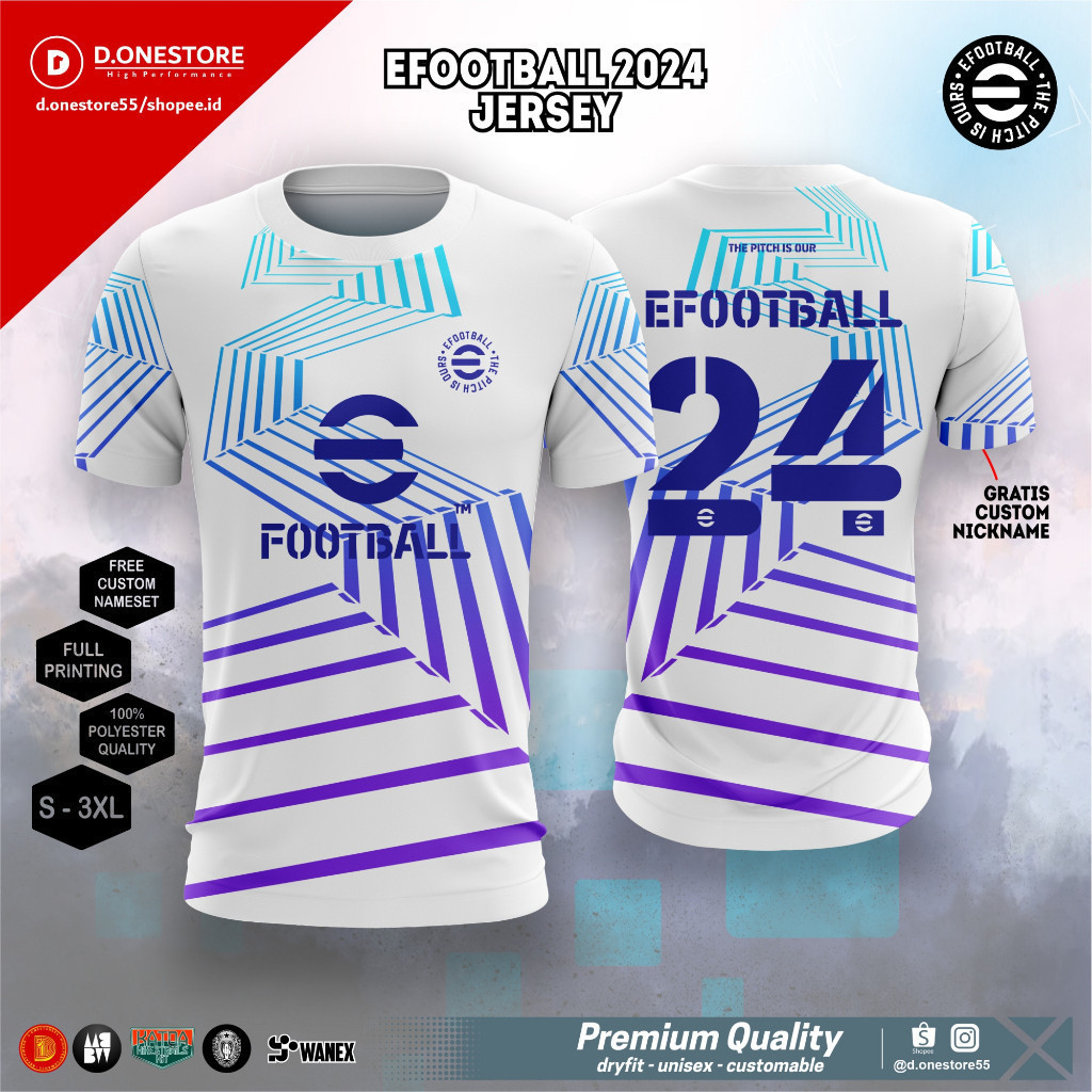 [Tùy chỉnh miễn phí] JERSEY EFOOTBALL 2024 WHITE PHIÊN BẢN MỚI KHÔ FIT [Thiết kế mới]