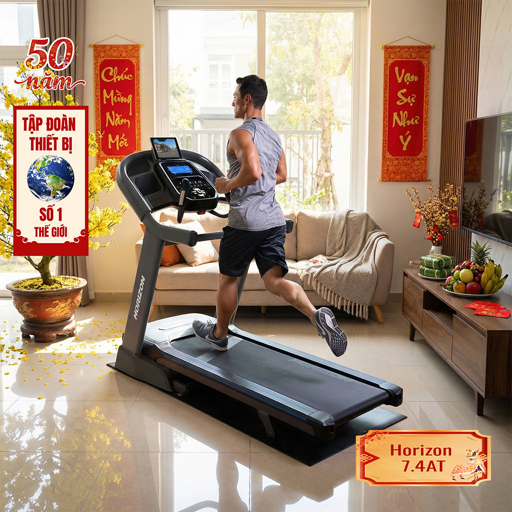 Johnson Fitness Horizon 7.4AT Máy chạy bộ Mỹ Công suất lớn Độ bền cao Sàn chạy rộng