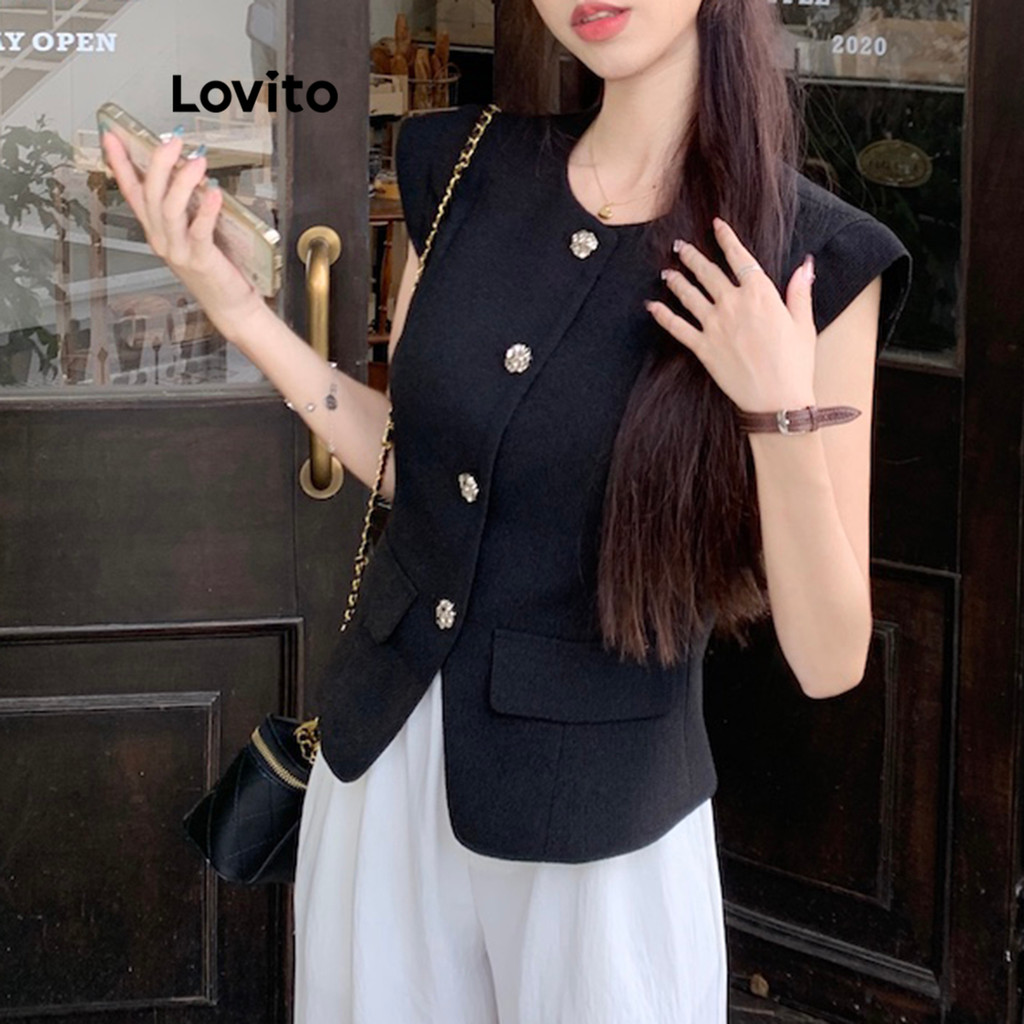 Lovito Áo Ba Lỗ Cài Nút Trơn Đơn Giản Mùa Hè/xuân Cho Nữ Lne38198 (nhiều Màu) | BigBuy360 - bigbuy360.vn