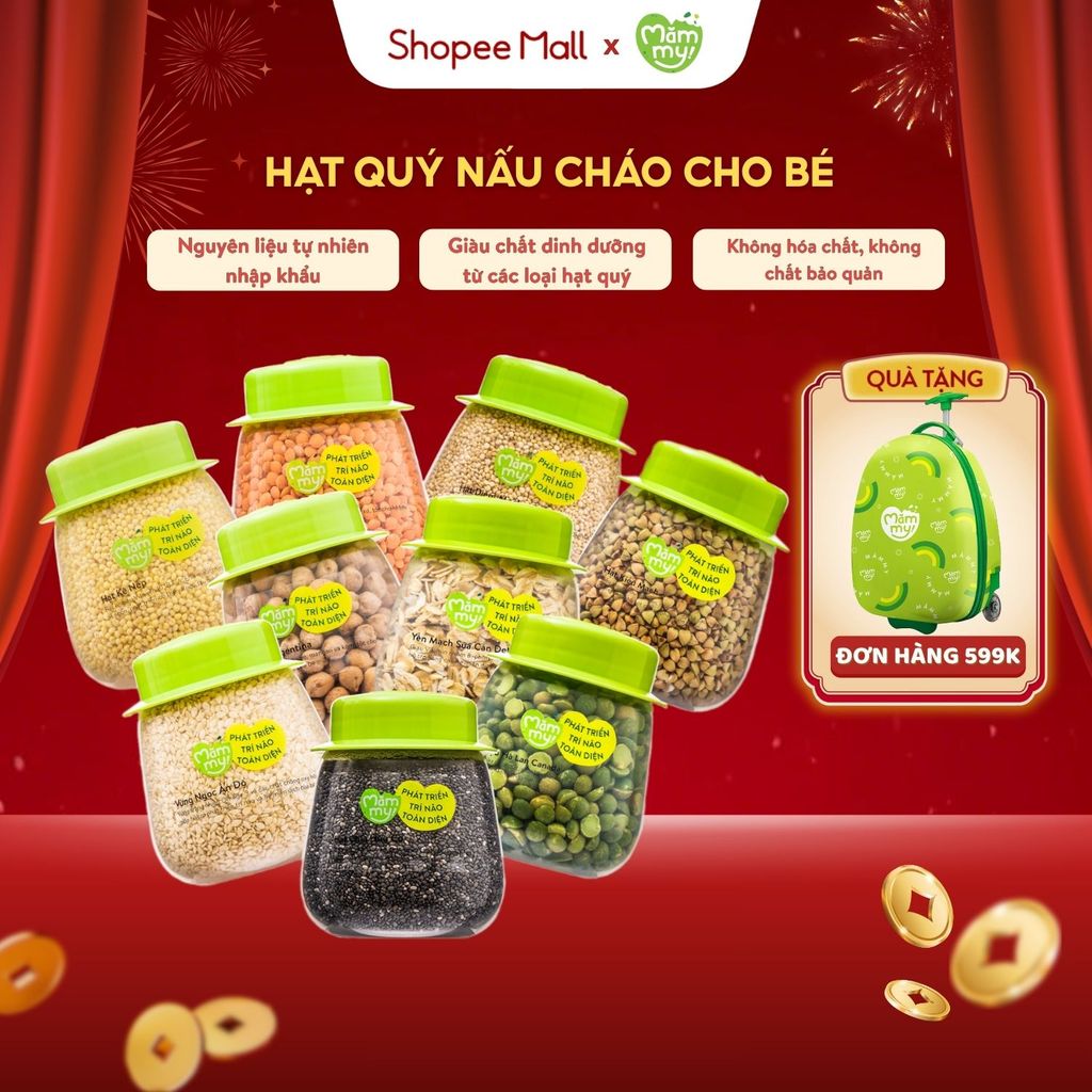 Đậu hạt hữu cơ cho bé ăn dặm Mămmy: Đậu lăng đỏ, đậu gà, kiều mạch, diêm mạch, hạt chia, kê nếp bé t