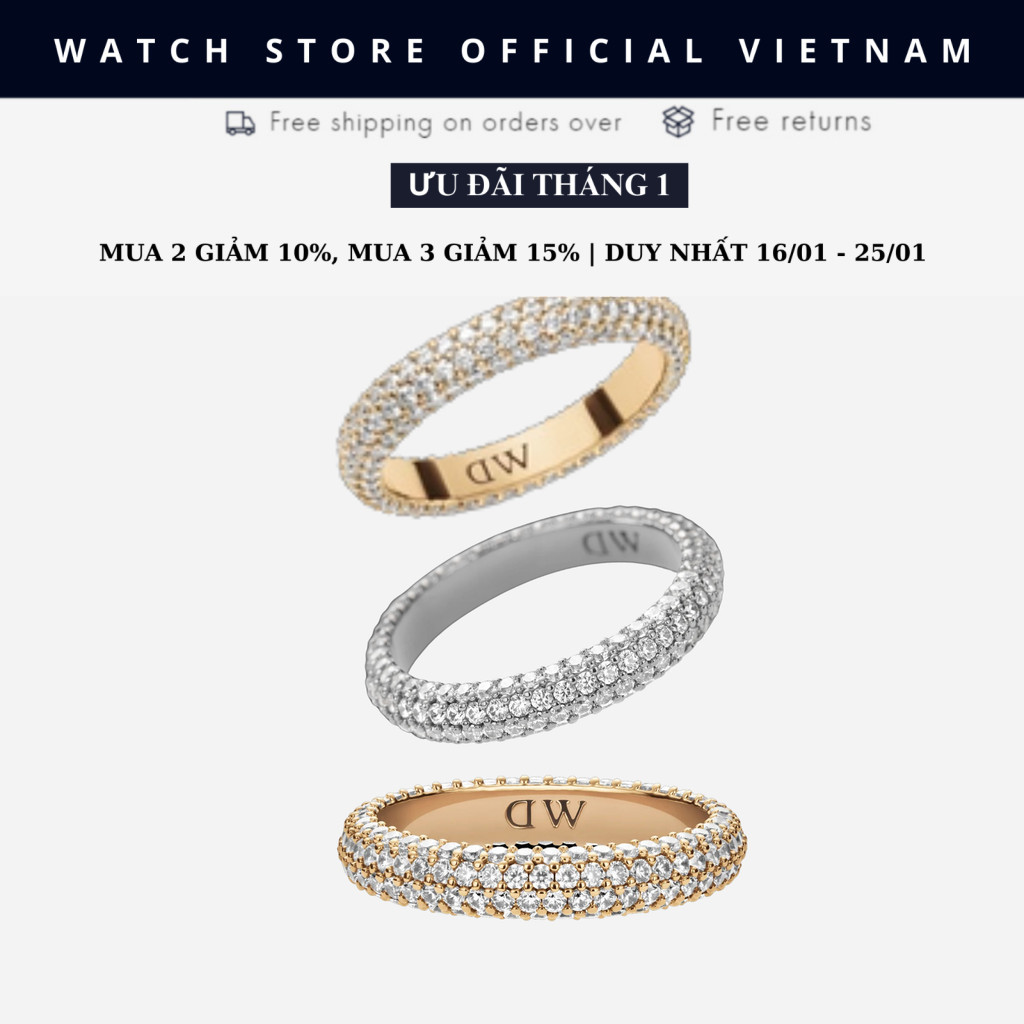 Nhẫn Daniel Welington Nam Nữ V7 - DW00400633 Pavé Ring Fullbox Túi Chính Hãng DANIEL STORE VIETNAM