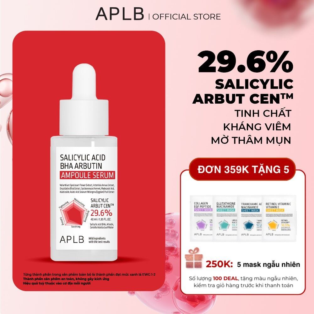 Serum Arbutin Giảm Thâm Nám 40ml APLB Salicylic Acid BHA Arbutin Ampoule Serum Sáng Da Mờ Thâm