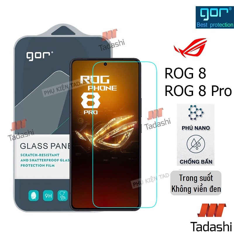 Kính cường lực ROG Phone 8/ ROG Phone 8 Pro, ROG Phone 7/ 7 Ultimate Trong Suốt Không Viền Đen 9H/ 2
