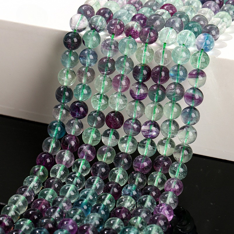 Xanh Fluorite Rời Hạt Đính Hạt Tím Fluorite Nhiều Màu Sắc Fluorite Hạt Tròn Bán Thành Phẩm Tự Làm