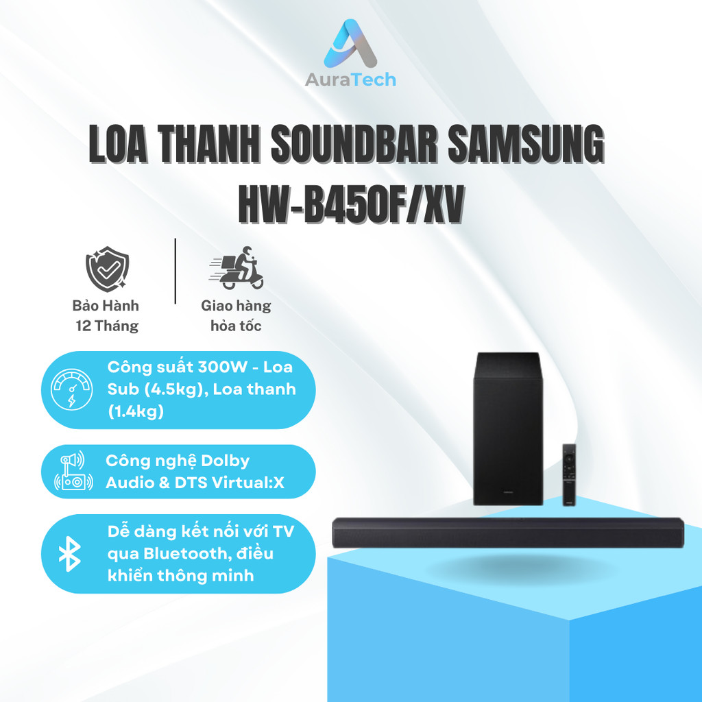 Loa Thanh Soundbar Samsung B-Series HW-B450F 2.1 Kênh Tích Hợp Loa Trầm (2025) - Bảo Hành 12 Tháng